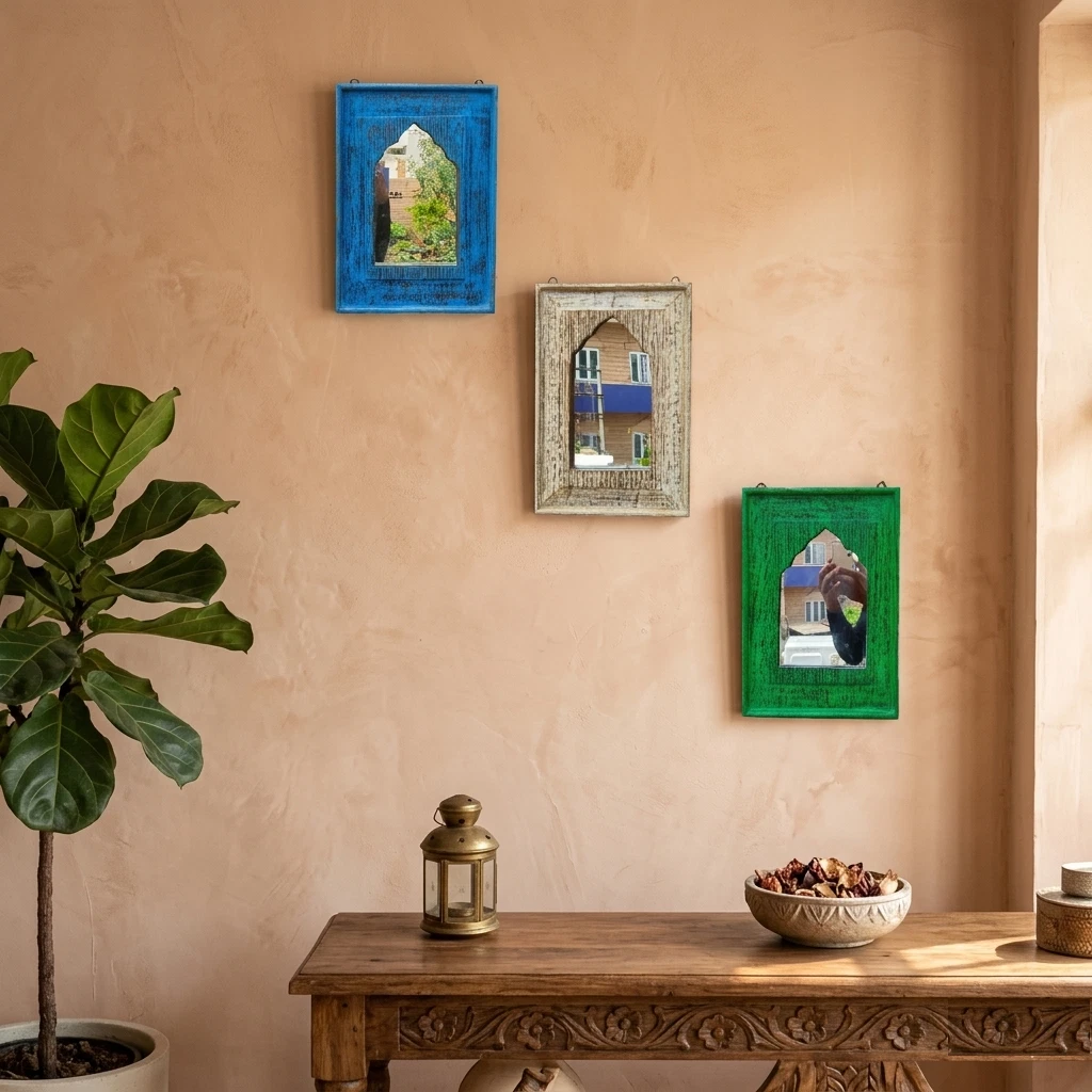 Lot De 3 Cadres De Miroir En Bois Vieilli Rustique – Lyon
